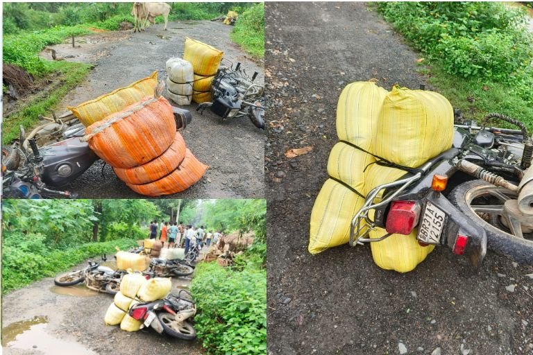 20250917 2049095873274773509041735 फतेहपुर पुलिस ने 9 बाइक समेत भारी मात्रा में देसी महुआ शराब किया जब्त, मौके से 2 तस्कर हुआ गिरफ्तार